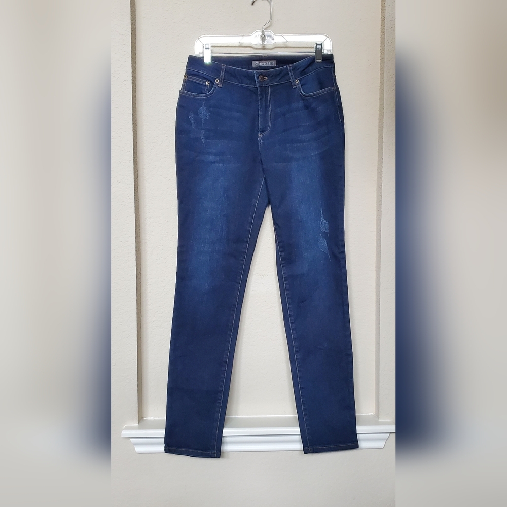 Garnet Hill Deep Blue Straight Leg Jeans. Size 28